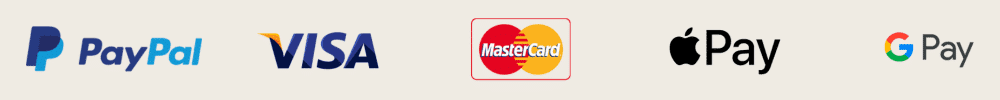 Paypal, Visa, Mastercard, Apple Pay, Google Pay